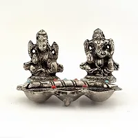 White Metal Lord Laxmi Ganeshas with Diya Set 316-thumb1
