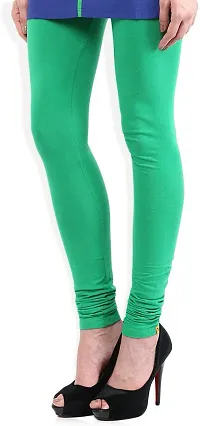 Fabulous Green Lycra Solid Leggings For Women-thumb2