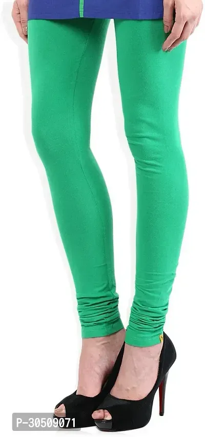 Fabulous Green Lycra Solid Leggings For Women-thumb3