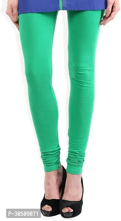 Fabulous Green Lycra Solid Leggings For Women-thumb0