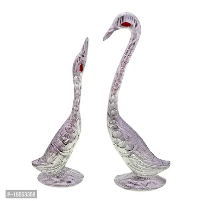 White Metal Swan Set Handicraft Decorative Item