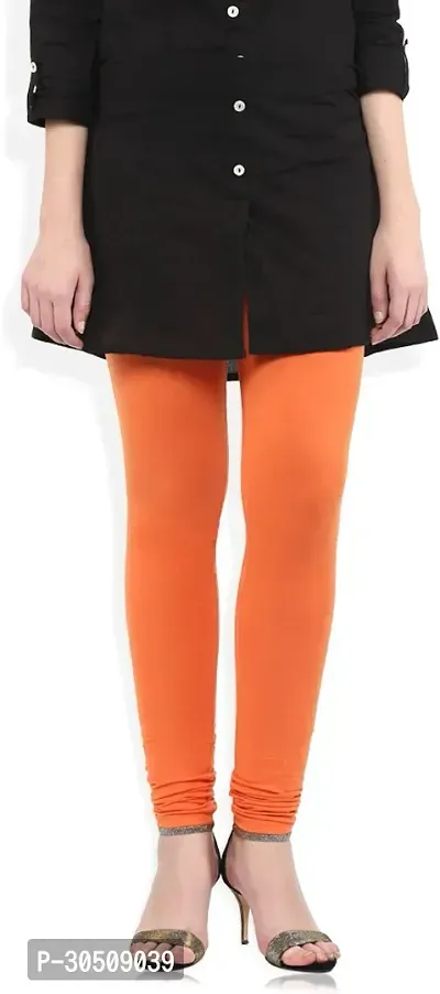 Fabulous Orange Lycra Solid Leggings For Women