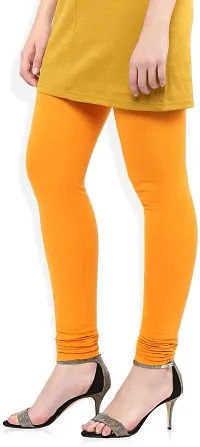 Fabulous Yellow Lycra Solid Leggings For Women-thumb2