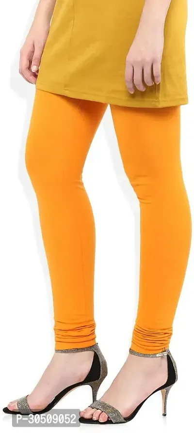 Fabulous Yellow Lycra Solid Leggings For Women-thumb3