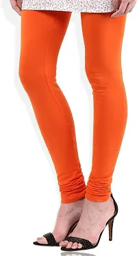 Fabulous Orange Lycra Solid Leggings For Women-thumb1