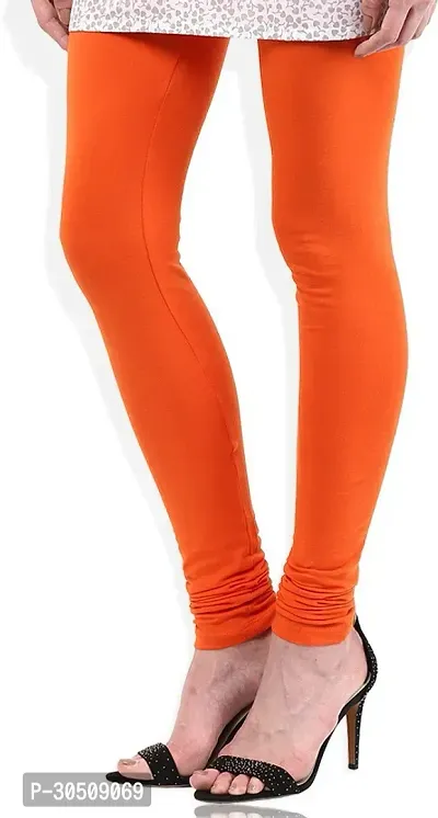 Fabulous Orange Lycra Solid Leggings For Women-thumb2