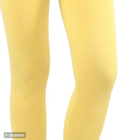 Fabulous Yellow Lycra Solid Leggings For Women-thumb3