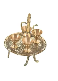 Falguni Handicraft Brass Dining Table Chairs Raja Mharaja Set for A Showpiece/Kids/Toy-thumb1