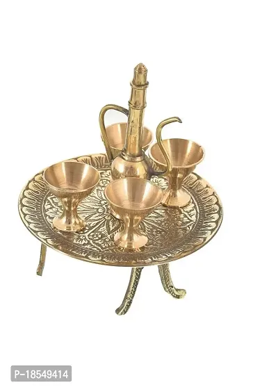 Falguni Handicraft Brass Dining Table Chairs Raja Mharaja Set for A Showpiece/Kids/Toy-thumb2