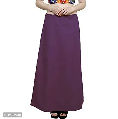 Purple Womens Cotton Plain Stitched Inskirt Saree Petticoats-thumb0