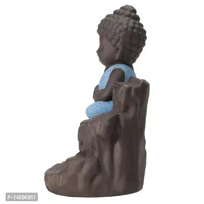 Meditating Monk Buddha Smoke Backflow Cone Decorative Incense Holder-thumb2