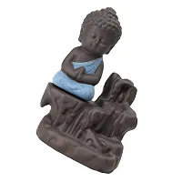 Meditating Monk Buddha Smoke Backflow Cone Decorative Incense Holder-thumb2