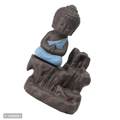 Meditating Monk Buddha Smoke Backflow Cone Decorative Incense Holder-thumb3