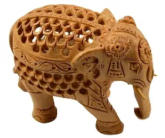 Home Decor Wooden Jali Elephant Statue Showpiece-thumb1