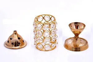 Brass Akhand Diya Diamond Crystal Deepak Dia Akhand Jyot, Magical Lantern Brass Diya Brass Oil Lamp, Brass diyas puja lamp-thumb1