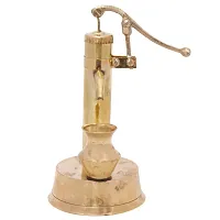 Brass Mini Hand Pump with Container Showpiece for Home Deacute;cor (Gold)-thumb1