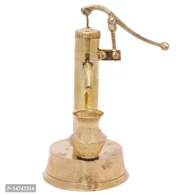 Brass Mini Hand Pump with Container Showpiece for Home Deacute;cor (Gold)-thumb2