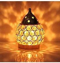 Crystal Akhand Diya for Puja ndash; Brass Decorative Items Oil Lamp Tea Light Holder Lantern Oval Shape-thumb2
