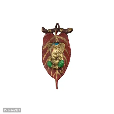 Lord Ganesha Leaf design Metal Wall Hanging-thumb0