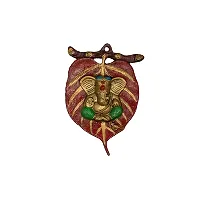 Lord Ganesha Leaf design Metal Wall Hanging-thumb1