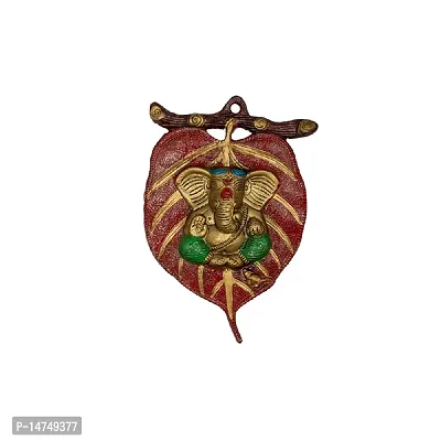 Lord Ganesha Leaf design Metal Wall Hanging-thumb2