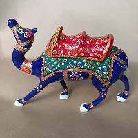 Metal Meenakari Camel Blue Handmade Home Decorative Showpiece Figurine-thumb3