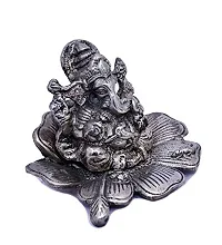 Oxidized White Silver Metal Flower Lord Ganesha Idol-thumb2