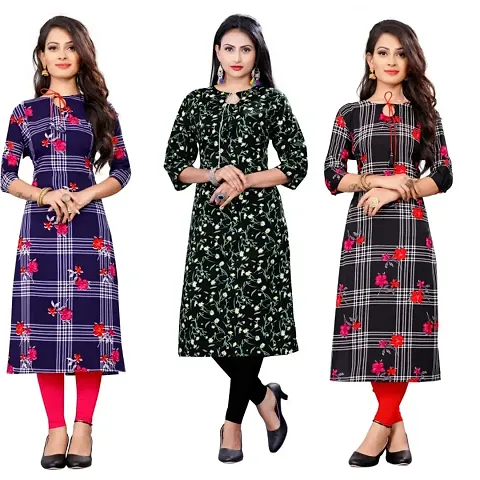 Stylish Crepe Printed Kurti - Pack of 3