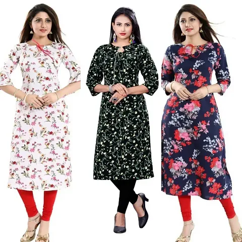 Stylish Crepe Printed A-Line Kurti