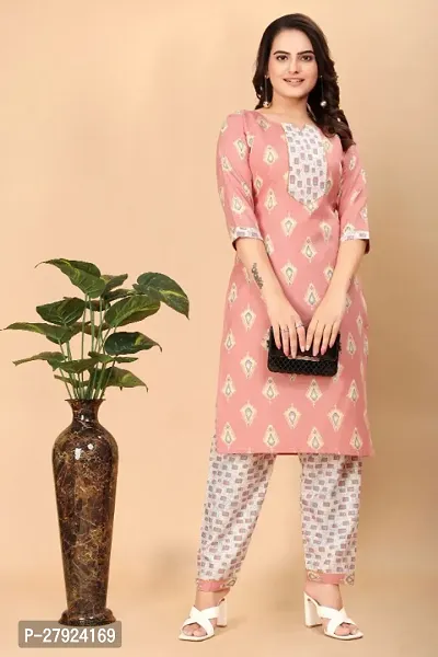 Fancy Trendy Designer Womens Cotton Fabric Kurta with Pant set-thumb0