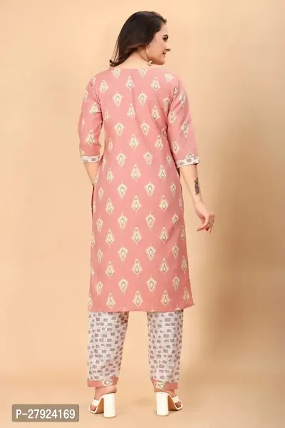 Fancy Trendy Designer Womens Cotton Fabric Kurta with Pant set-thumb2