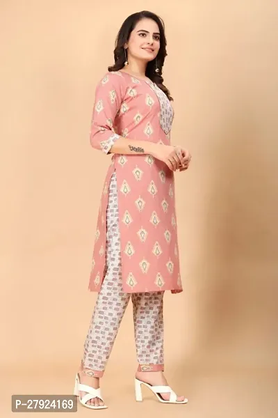 Fancy Trendy Designer Womens Cotton Fabric Kurta with Pant set-thumb5