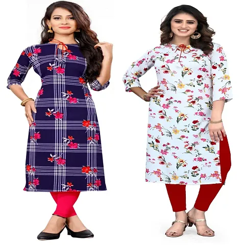 Stylish Crepe Printed Kurta - Pack of 2