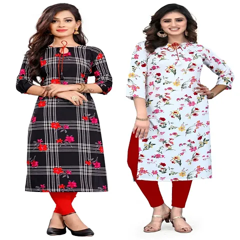 Combo Of 2 Crepe Printed Kurtis