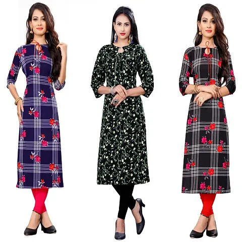 Stylish Crepe Kurta For Women Pack Of 3