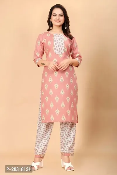 Trendy Designer Cotton Kurta With Pant set In Pink-thumb2
