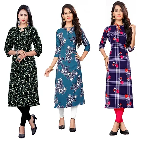 Stylish Crepe Printed Kurti - Pack of 3