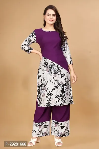 Fancy Trendy Designer Womens Crepe Fabric Kurta with Plazo set-thumb0