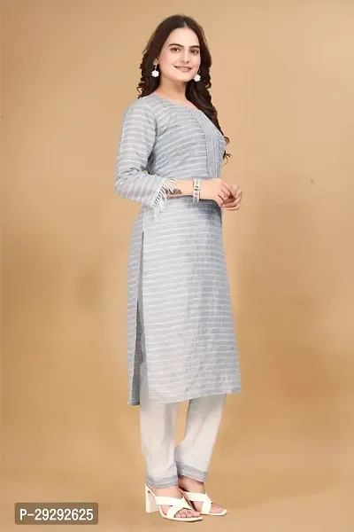 Fancy Trendy Designer Womens Cotton Fabric Kurta with Pant set-thumb5