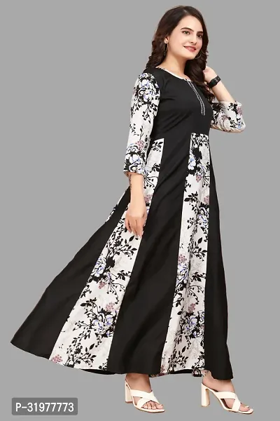 Latest Beautiful Crepe Indo-western Gown for Women-thumb0