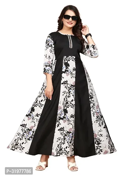 Stylish Crepe Printed Anarkali Gown-thumb0