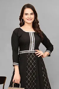 Elegant BlackCrepe Anarkali Embroidered Full Length Gown-thumb4