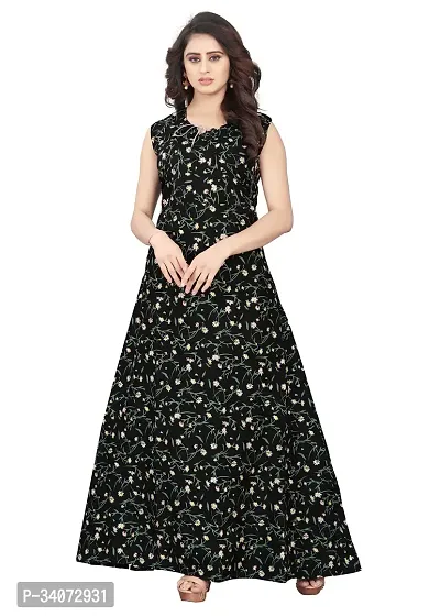 Stylish Crepe Printed Gown-thumb0