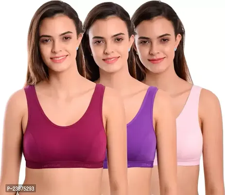 Stylish Fancy Cotton Solid Non Padded Bras For Women Pack Of 3