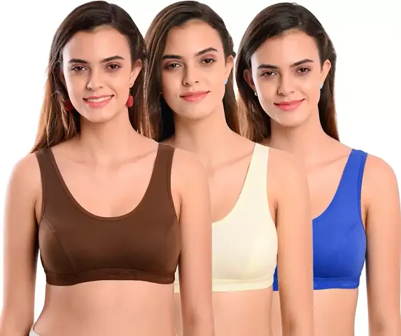 Stylish Fancy Solid Non Padded Bras For Women Pack Of 3