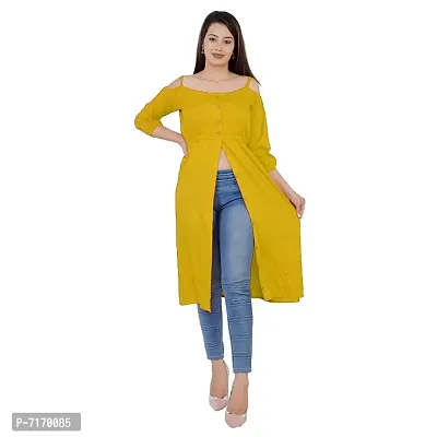 Beautiful Solid A-line Yellow Kurtas For Women