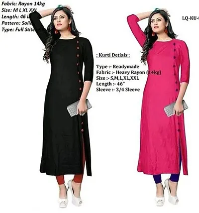 Best Selling  !! Rayon Solid A-Line Kurtis Combo