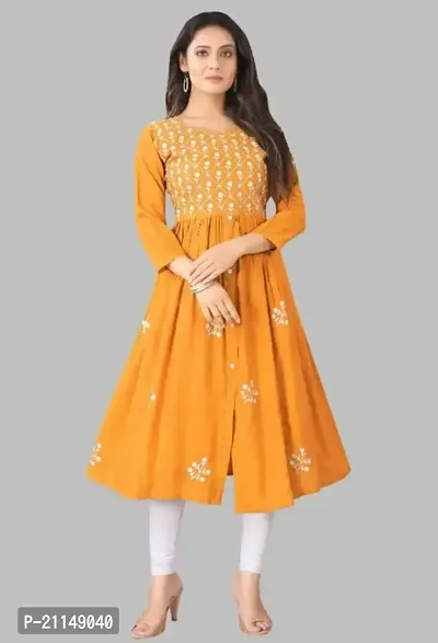 Rayon Embroidery Anarkali Kurti-thumb0