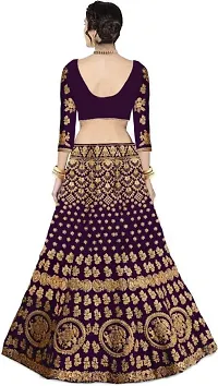 Latest Attractive Satin Embroidered Semi Stitched Lehenga Choli-thumb1