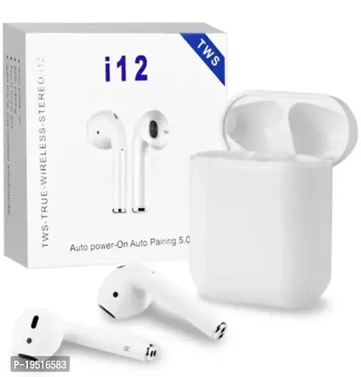 Stylish White In-ear Bluetooth Wireless Headphones With Microphone-thumb0